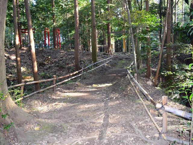 二の丸から本丸へ続く土橋「野田城跡内」