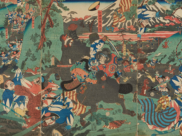 富士の巻狩が描かれた浮世絵